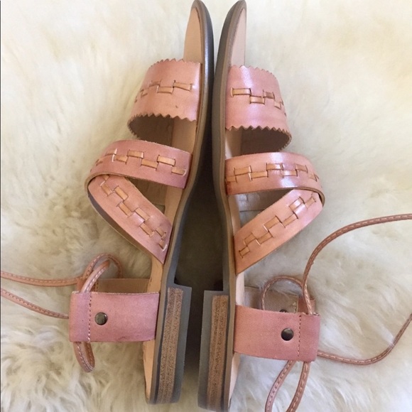 Latigo Gem Ankle Tie Flat Leather Sandals - Picture 7 of 8